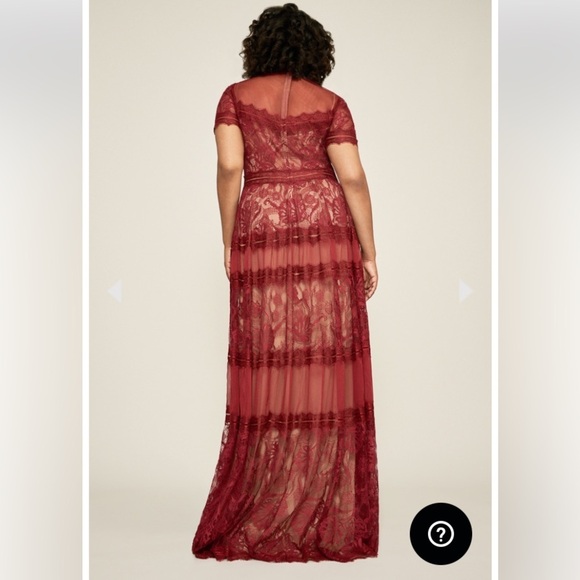 Tadashi Shoji Camilla Lace Maxi Gown Dress 20Q Rosewood Nude Plus Formal Holiday - Picture 2 of 16